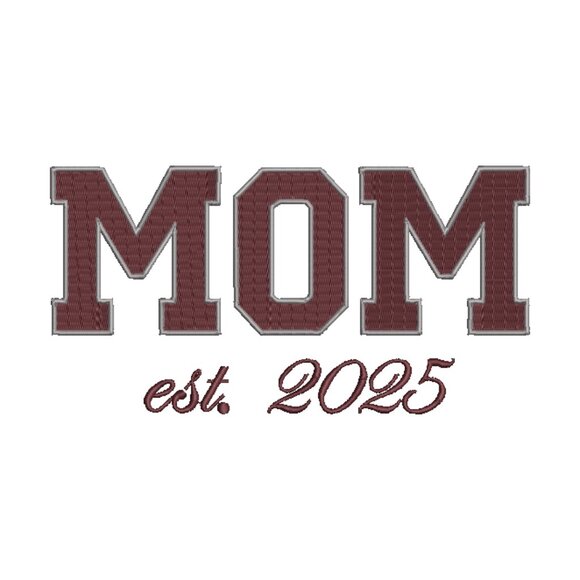 MOM Embroidered Adult Unisex Crewneck Sweatshirt New Mom 2025 Maroon Thread - Picture 3 of 10